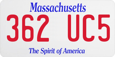 MA license plate 362UC5