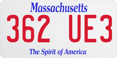 MA license plate 362UE3