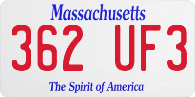 MA license plate 362UF3