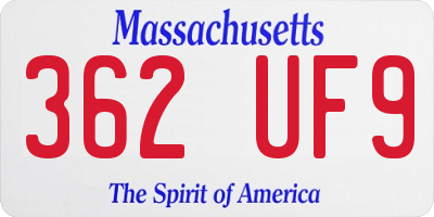 MA license plate 362UF9