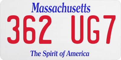 MA license plate 362UG7