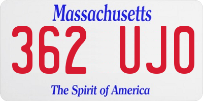 MA license plate 362UJ0