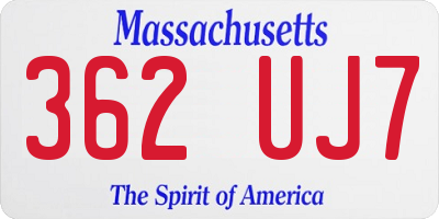 MA license plate 362UJ7