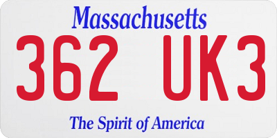 MA license plate 362UK3