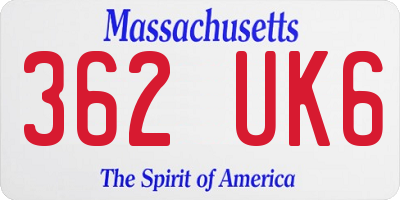 MA license plate 362UK6