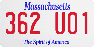 MA license plate 362UO1