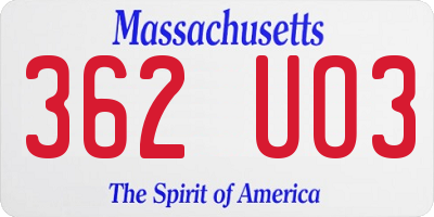 MA license plate 362UO3