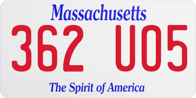 MA license plate 362UO5