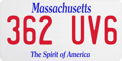 MA license plate 362UV6