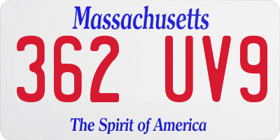 MA license plate 362UV9