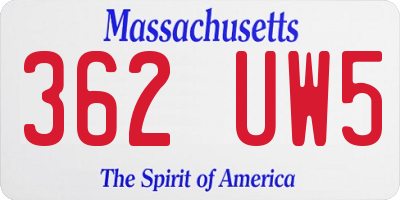 MA license plate 362UW5