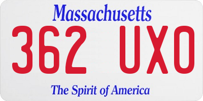 MA license plate 362UX0
