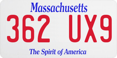 MA license plate 362UX9