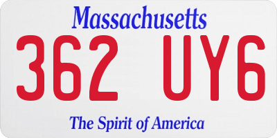 MA license plate 362UY6