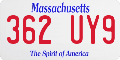MA license plate 362UY9