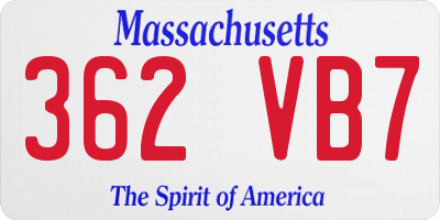 MA license plate 362VB7