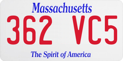 MA license plate 362VC5