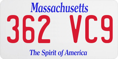 MA license plate 362VC9