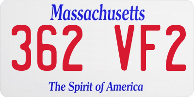MA license plate 362VF2