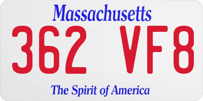 MA license plate 362VF8