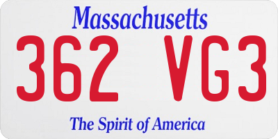 MA license plate 362VG3