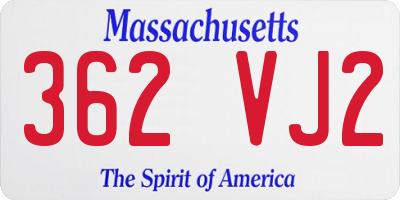 MA license plate 362VJ2