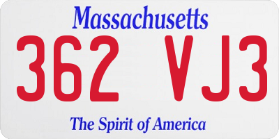 MA license plate 362VJ3