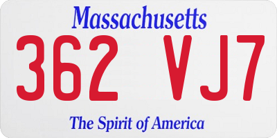 MA license plate 362VJ7