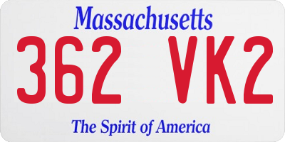 MA license plate 362VK2