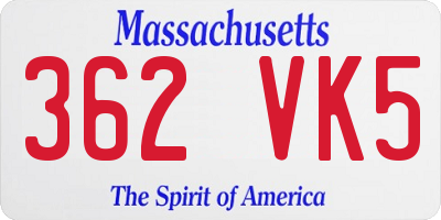 MA license plate 362VK5