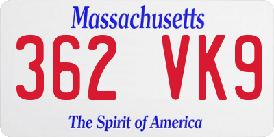 MA license plate 362VK9