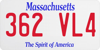 MA license plate 362VL4