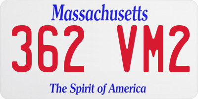 MA license plate 362VM2