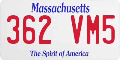 MA license plate 362VM5