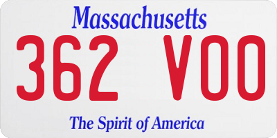 MA license plate 362VO0