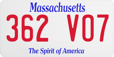 MA license plate 362VO7