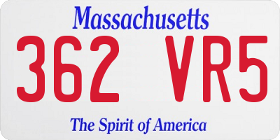 MA license plate 362VR5