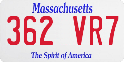 MA license plate 362VR7