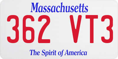 MA license plate 362VT3