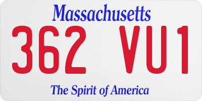 MA license plate 362VU1