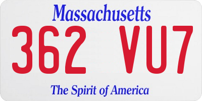 MA license plate 362VU7