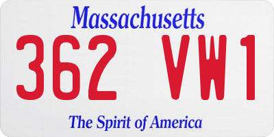 MA license plate 362VW1