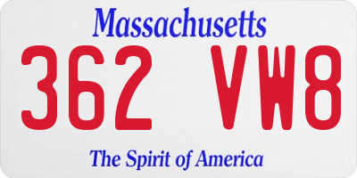 MA license plate 362VW8