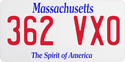 MA license plate 362VX0