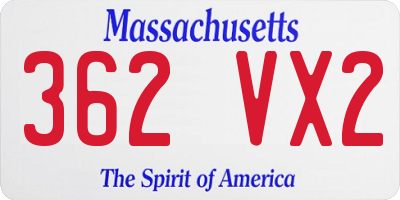 MA license plate 362VX2