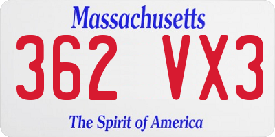 MA license plate 362VX3