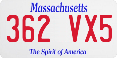 MA license plate 362VX5