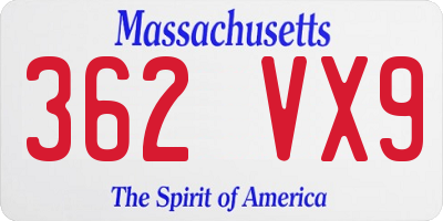 MA license plate 362VX9