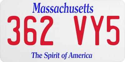 MA license plate 362VY5