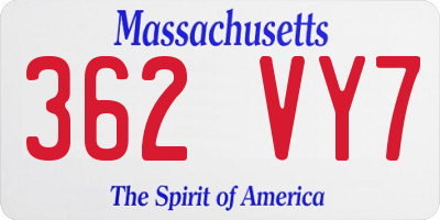 MA license plate 362VY7